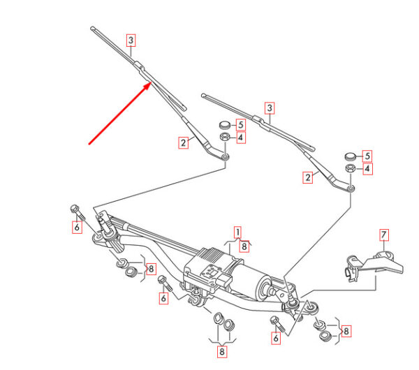 8R2955407B1P9 - Audi Q5 8r windshield left wiper arm RHD 8R2955407B1P9 NEW REAL