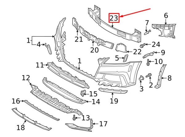 8S0807109D - Audi TT Roadster FV Front Bumper Impact Beam 8S0807109D NEW GENUINE