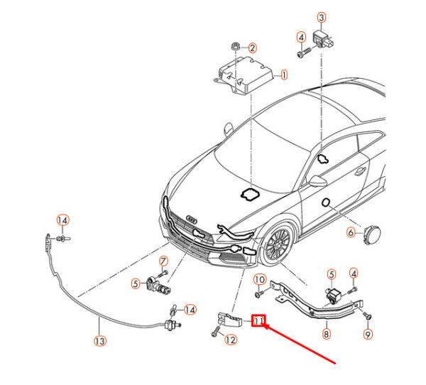 8S0959502 - Audi TT FV 8S pedestrian protection bracket front right 8S0959502 NEW REAL