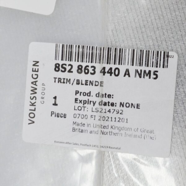 8S2863440ANM5 - NEW GENUINE AUDI TT FV MK3 Center Console Trim RHD 8S2863440ANM5