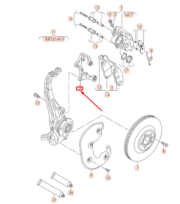 8T0615125A - NEW AUDI A4 B8 FRONT BRAKE CALIPER CARRIER 8T0615125A ORIGINAL