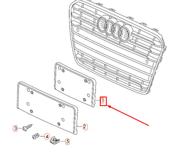 8T0807285E3FZ - NEW AUDI A5 8T FRONT LICENCE PLATE HOLDER 8T0807285E3FZ ORIGINAL