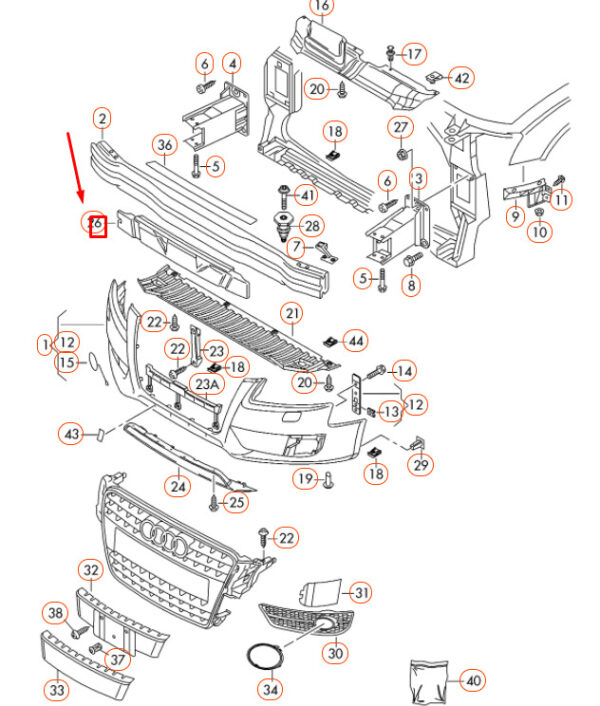 8T0807550A - NEW AUDI A5 8T FRONT BUMPER FOAM FILLER PIECE 8T0807550A ORIGINAL