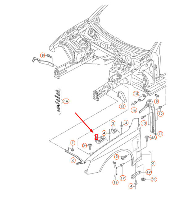 8T0821468A - OEM AUDI A5 8T3 vorne rechts Kotflügel vorne HALTER 8T0821468A ECHTEN