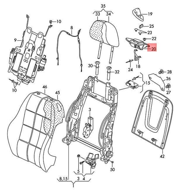 8T0882618B4PK - NEW AUDI HANDLE FOR BACKREST RELEASE SOUL BLACK 8T0882618B4PK ORIGINAL
