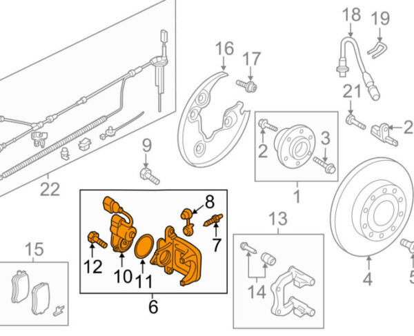 8U0615404B - NEW AUDI Q3 8U REAR RIGHT BRAKE DISC CALIPER 8U0615404B 16-17 GENUINE