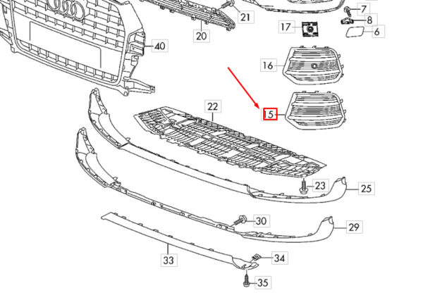8U0807682P4U8 - NEW AUDI Q3 8U FRONT BUMPER RIGHT AIR GUIDE GRILLE 8U0807682P4U8 ORIGINAL