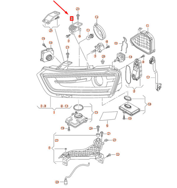 8U0941122 - NEW AUDI Q3 8U RIGHT OUTSIDE LAMP HOLDER 8U0941122