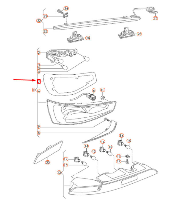 8U0945191 - Audi Q3 8U gasket rear left taillight 8U0945191 NEW REAL