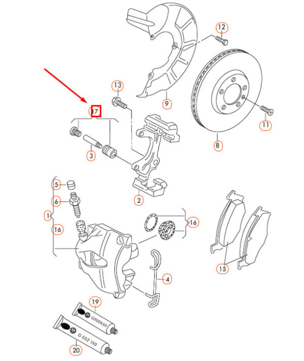8V0698647 - NEW AUDI A1 8X FRONT CALIPER CARRIER GUIDE SOCKET SET 8V0698647 85-19