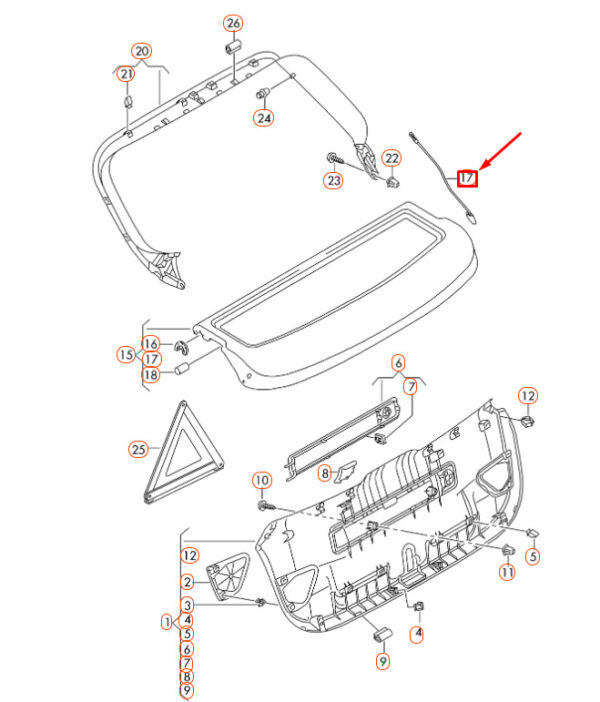8V3867667 - Original Audi A3 13- > rear trunk lid left holder tape with OEM