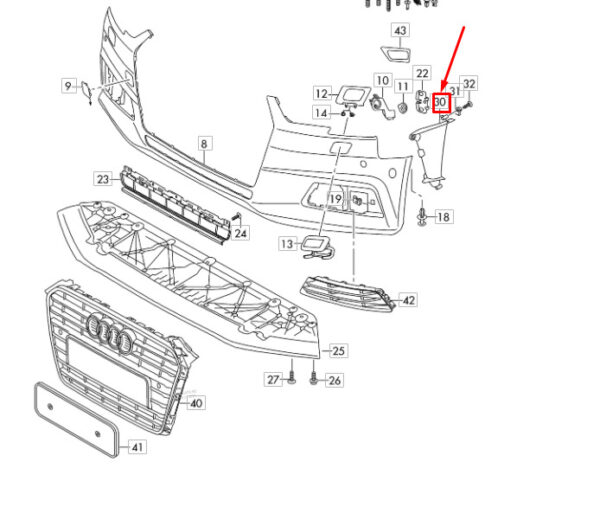 8W0121764 - NEW OEM AUDI A4 B9 FRONT BUMPER RIGHT AIR GUIDE 8W0121764 GENUINE
