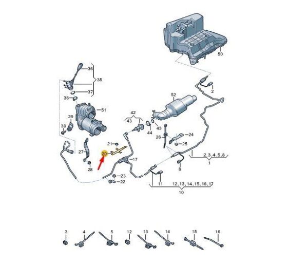 8W0131035E - AUDI A4 B9 Reduction Agent Tank Transfer Line Bracket 8W0131035E NEW GENUINE