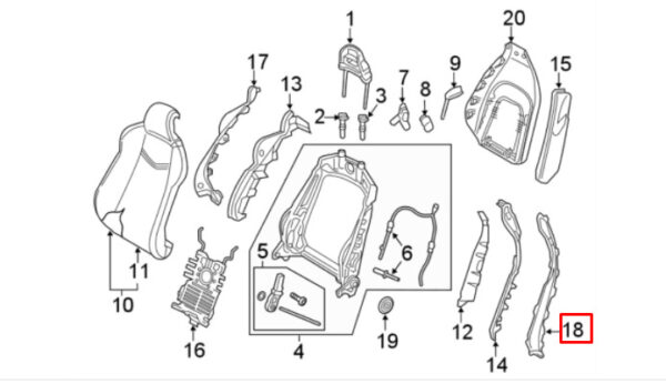 8W0881317E - Audi TT Mk3 Front Left Outer Seat Frame Trim 8W0881317EVW2 GENUINE