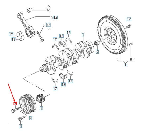WHT005322 - AUDI A1 MK1 Crankshaft Pulley Head Bolt WHT005322 NEW GENUINE