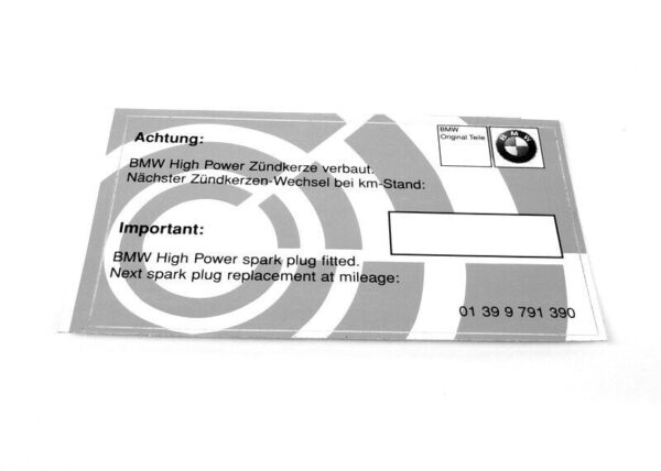 01399791390 - BMW E28 E30 E31 E32 GENUINE Candle Service Sticker Label 01399791390