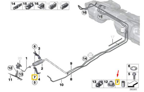 07147132312 - BMW 1 F20 fuel line blind rivet nut 07147132312 NEW ORIGINAL