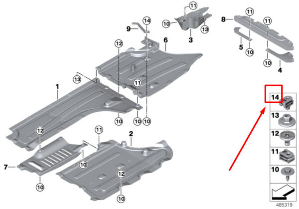07147355921 - NEW BMW X3 G01 F97 FUEL TANK UNDERBODY TEMPELLATION CLIP 07147355921 7355921