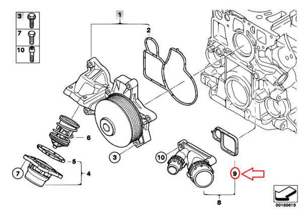 11117800050 - BMW 1 E81 Motor Thermostat Case Gasket 11117800050 NEW REAL