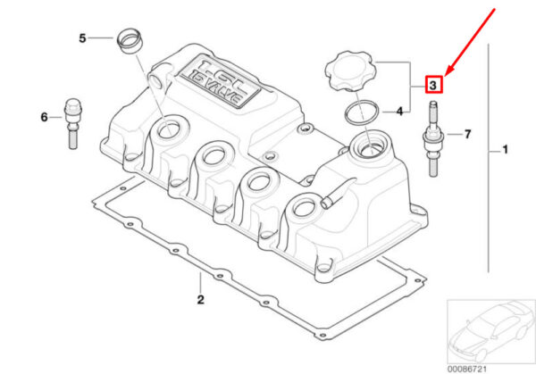 11121486686 - MINI CONVERTIBLE R52 engine oil filler cover 1486686 11121486686 NEW REAL