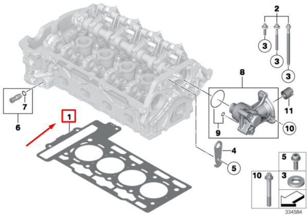 11127586908 - MINI COOPER S CONVERTIBLE R57 engine cylinder head gasket 11127586908 NEW REAL