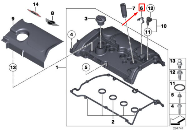 11127589618 - NEW MINI S COUPE R58 ENGINE CYLINDER HEAD COVER LOCKING BRACKET 11127589618