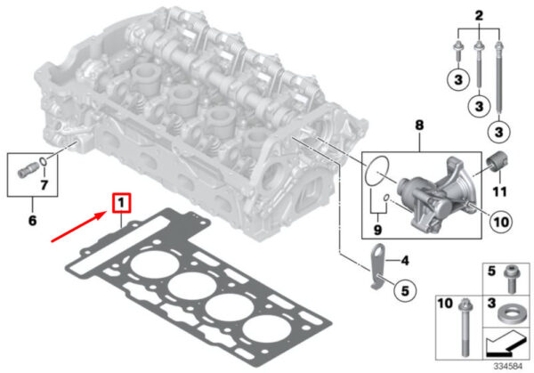 11127595138 - MINI COOPER S COUPE R58 cylinder head gasket 11127595138 NEW REAL
