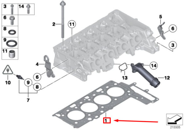 11128509148 - MINI Roadster R59 Engine Cylinder Head Gasket 11128509148 8509148 NEW ORIGINAL
