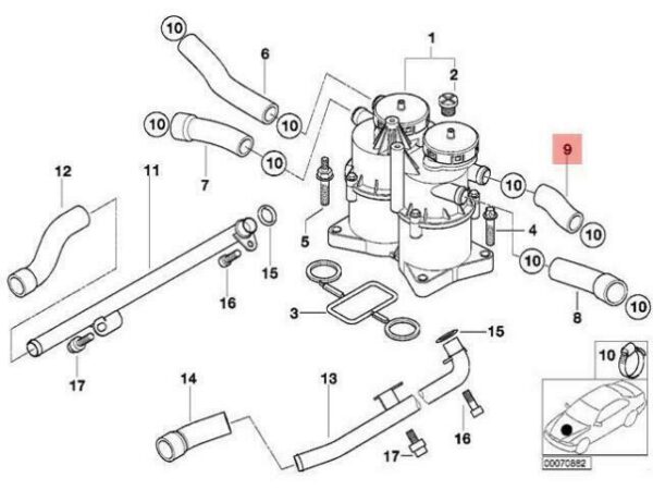 11152248397 - OEM BMW E38 CRANKCASE-VENTILATION OIL SEPARATOR VENT HOSE 11152248397 GENUINE