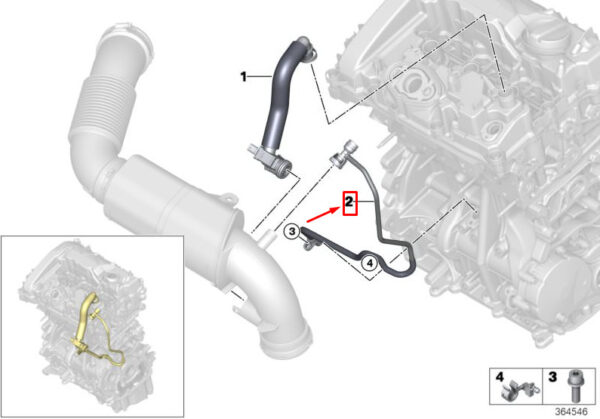 11158654626 - MINI CLUBMAN F54 CRANKCASE BREATHER PIPE 11158654626 8654626 NEW GENUINE
