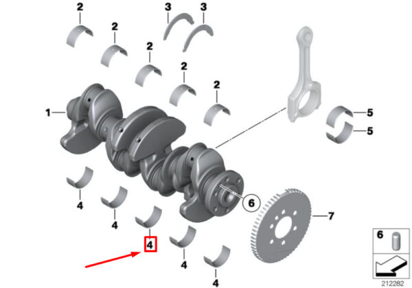 11217585461 - NEW MINI CONVERTIBLE R57 ENGINE CRANKSHAFT MAIN BEARING SHELL 11217585461 ORIGINAL