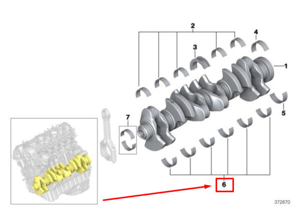11217849240 - BMW 4 Convertible F33, F83 Crankshaft Bearing Shell 11217849240 7849240 NEW GENUINE