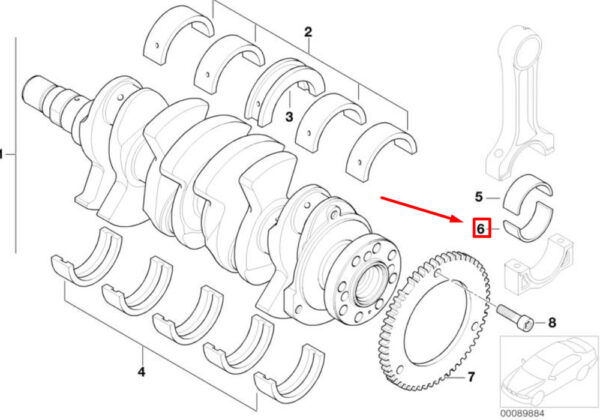 11241485577 - MINI CONVERTIBLE R52 ENGINE CONNECTING ROD BEARING 11241485577 1485577 NEW GENUINE