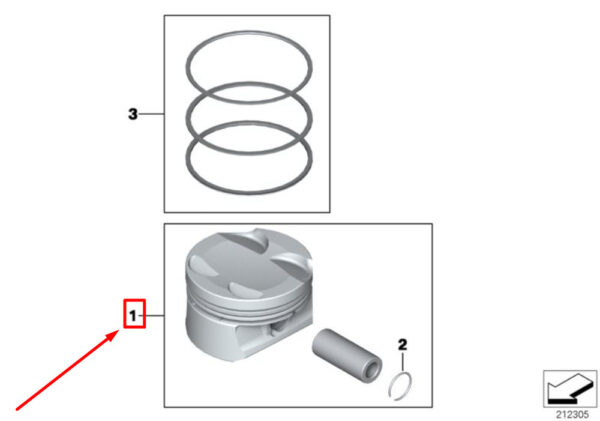 11257589348 - MINI CONVERTIBLE R57 Engine Piston with Ring 11257589348 7589348 NEW REAL