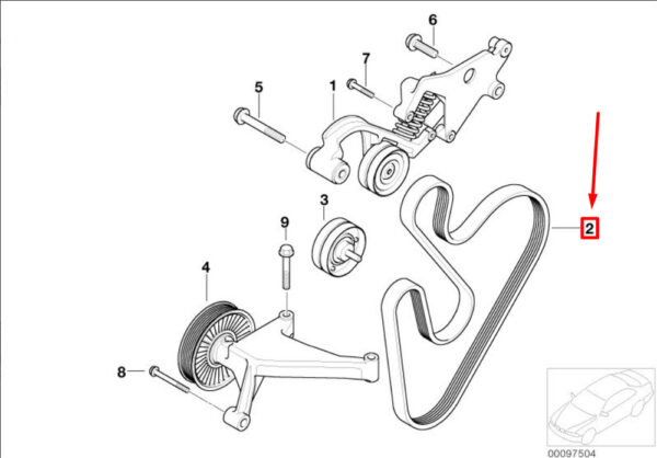 11287520199 - MINI COOPER S R53 accessory drive ribbed v-belt 11287520199 NEW REAL