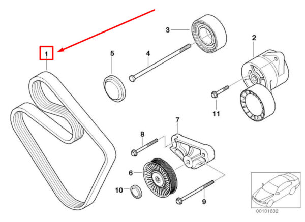 11287636372 - NEW BMW Z4 ROADSTER E85 ACCESSORY BELT 7636372 11287636372 ORIGINAL