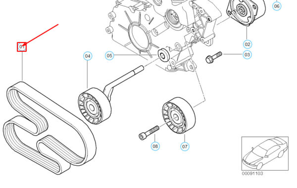11287786075 - BMW 3 E46 Belt Drive for Water Pump/Generator Belt 11287786075 GENUINE