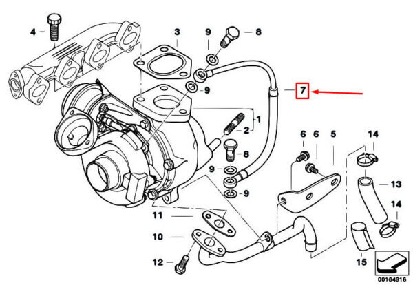 11422247302 - OEM BMW 5 E60 TURBO OIL FEED PIPE 11422247302 2247302 GENUINE