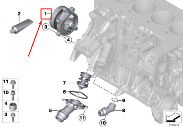 11518512443 - MINI COUNTRYMAN R60 Engine Cooling Water Pump 8512443 11518512443 NEW ORIGINAL