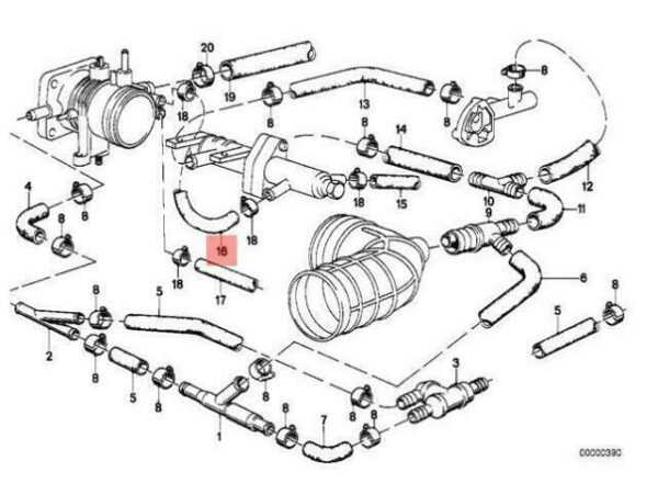 11531286338 - OEM BMW E28 E30 CABRIO COUPE VACUUM CONTROL WATER HOSE 11531286338 GENUINE NEW