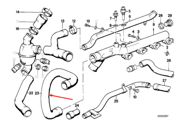 11531309680 - Radiator hose radiator BMW 3 E30 11531309680 1309680 NEW REAL