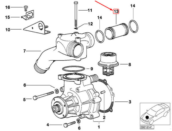 11531317587 - OEM BMW M3 COUPE E36 WATERPUMP HOSE 11531317587 1317587 GENUINE