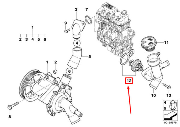 11537596787 - NEW OEM MINI COOPER R50 THERMOSTAT WITH GASKET 11537596787 GENUINE