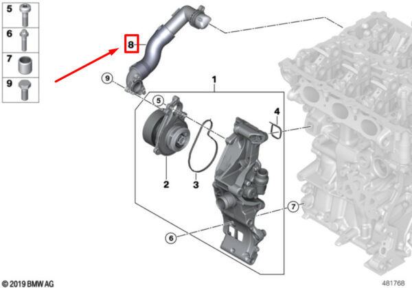 11538645545 - MINI CLUBMAN F54 Coolant Pump Cylinder Headline 8645545 11538645545 NEW