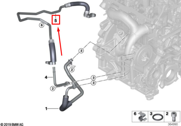 11538687745 - MINI CONVERTIBLE F57 coolant return line for turbocharger 8687745 11538687745
