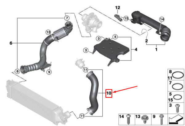 11618511338 - MINI COOPER F56 TURBOCHARGER EXHAUST PIPE 11618511338 8511338 NEW GENUINE