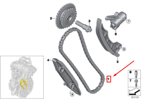 13528648731 - MINI CLUBMAN F54 Engine Timing Chain Lower 13528648731 NEW GENUINE
