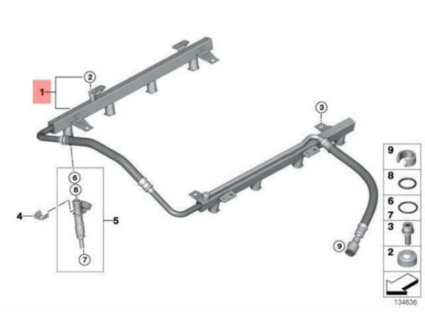 13537558198 - OEM BMW E53 SUV FUEL INJECTOR RAIL PIPE 13537558198 GENUINE NEW
