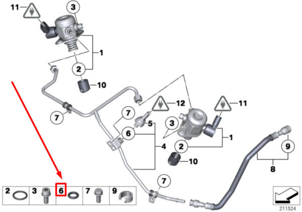 13537559991 - NEW BMW 7 F01 FUEL PRESSURE SENSOR ADAPTER O-RING 13537559991 7559991 GENUINE