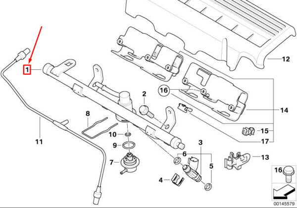 13537562264 - MINI COOPER R50, R53 Fuel Injector Rail Fuel Injector Pipe 13537562264 NEW GENUINE